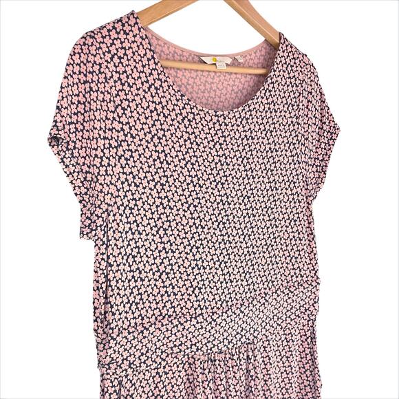 BODEN Amelie Soft Stretch Jersey Dress in Navy Blue & Pink Daisy Print Size 14 - Picture 4 of 8